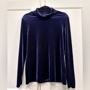 Talbots midnight blue stretch velvet turtle neck NWOT